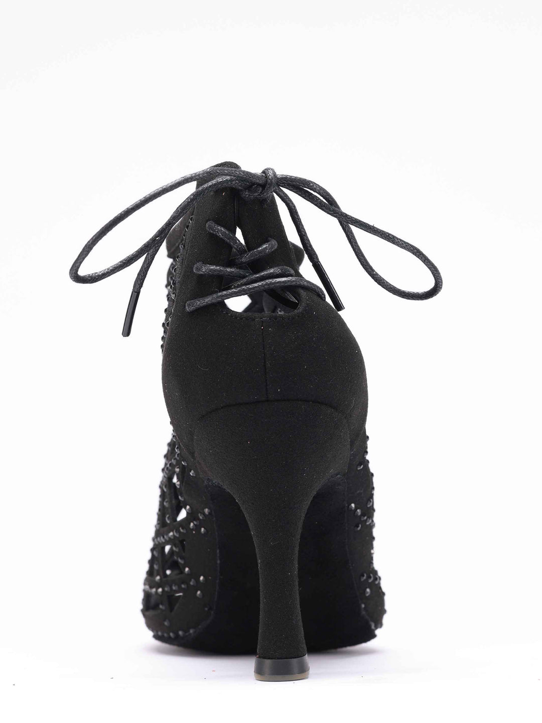 Zapatos de baile latino para mujer, modèle Adriana, couleur negro, avec tacones évasés de 8,5 cm pour un look elegante et une stabilité optimale. Dotées de lacets à l&
