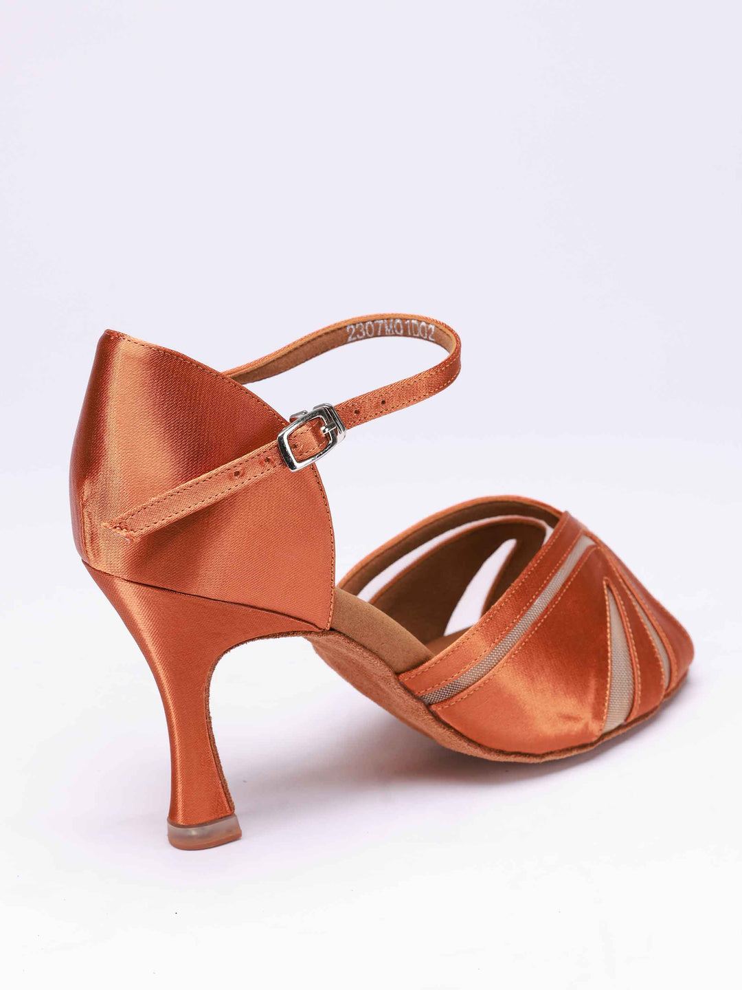 Zapatos de baile latino para mujer, modèle Anna, couleur tannée, avec malla transparente à l&