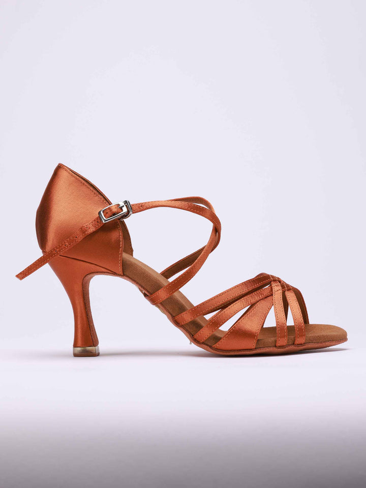 Zapatos de Danza Latine Emma para Mujer - couleur Tan - vue de côté