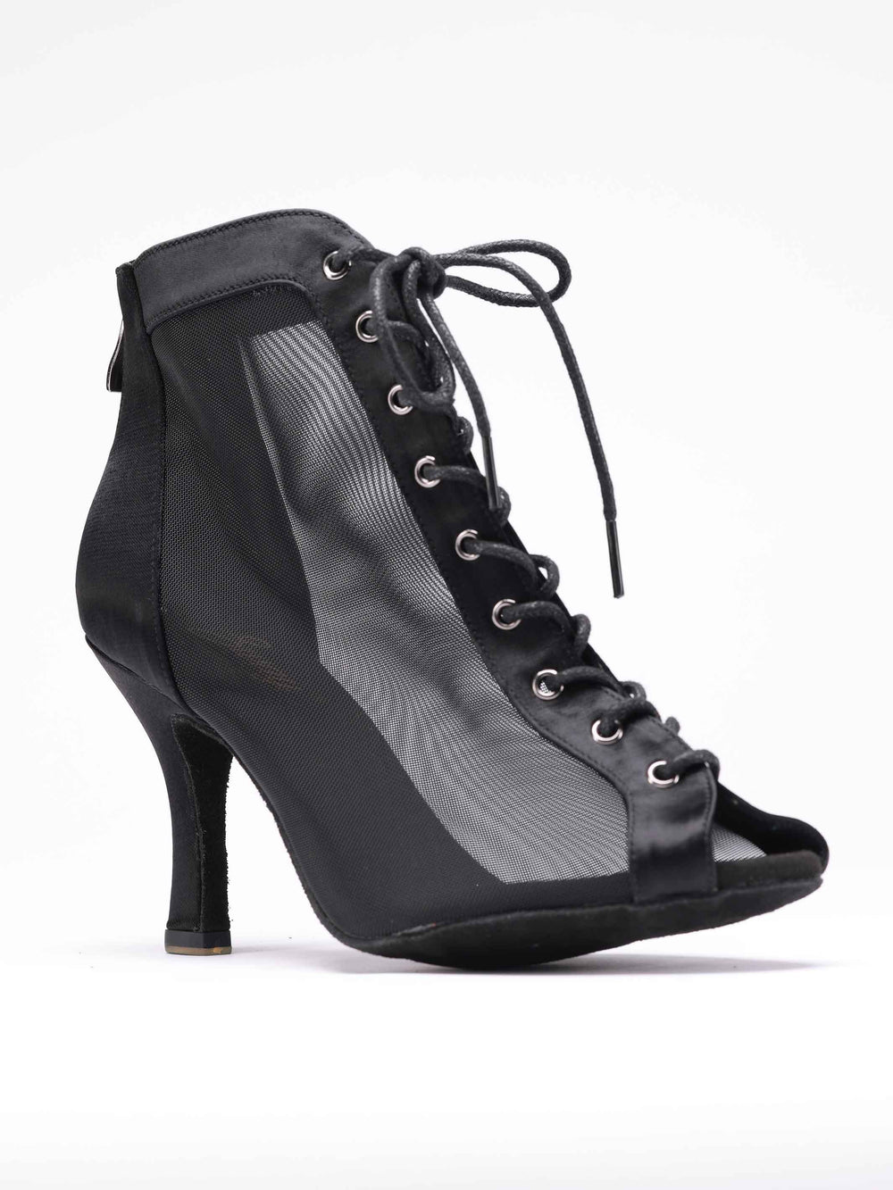 Zapatos de baile latino para mujer, modèle Luciana, panneaux latéraux en mesh transpirable, laçage à l'avant et fermeture éclair à l'arrière, couleur negro