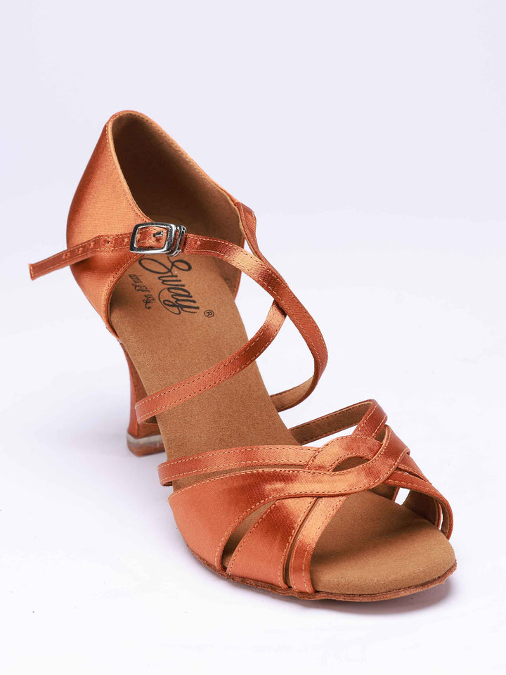 Zapatos de baile latino para mujers, modèle Stella, couleur tannée - vue de face