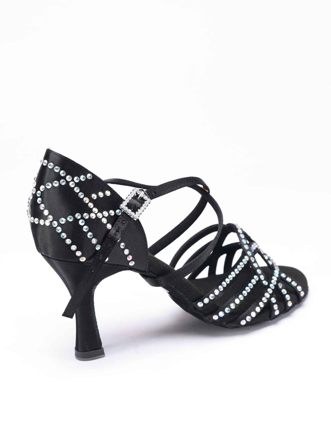 Zapatos de baile latino para mujer modèle Vanessa, avec des détails de pedrería sur la chaussure et la boucle, couleur negroe - vue arrière