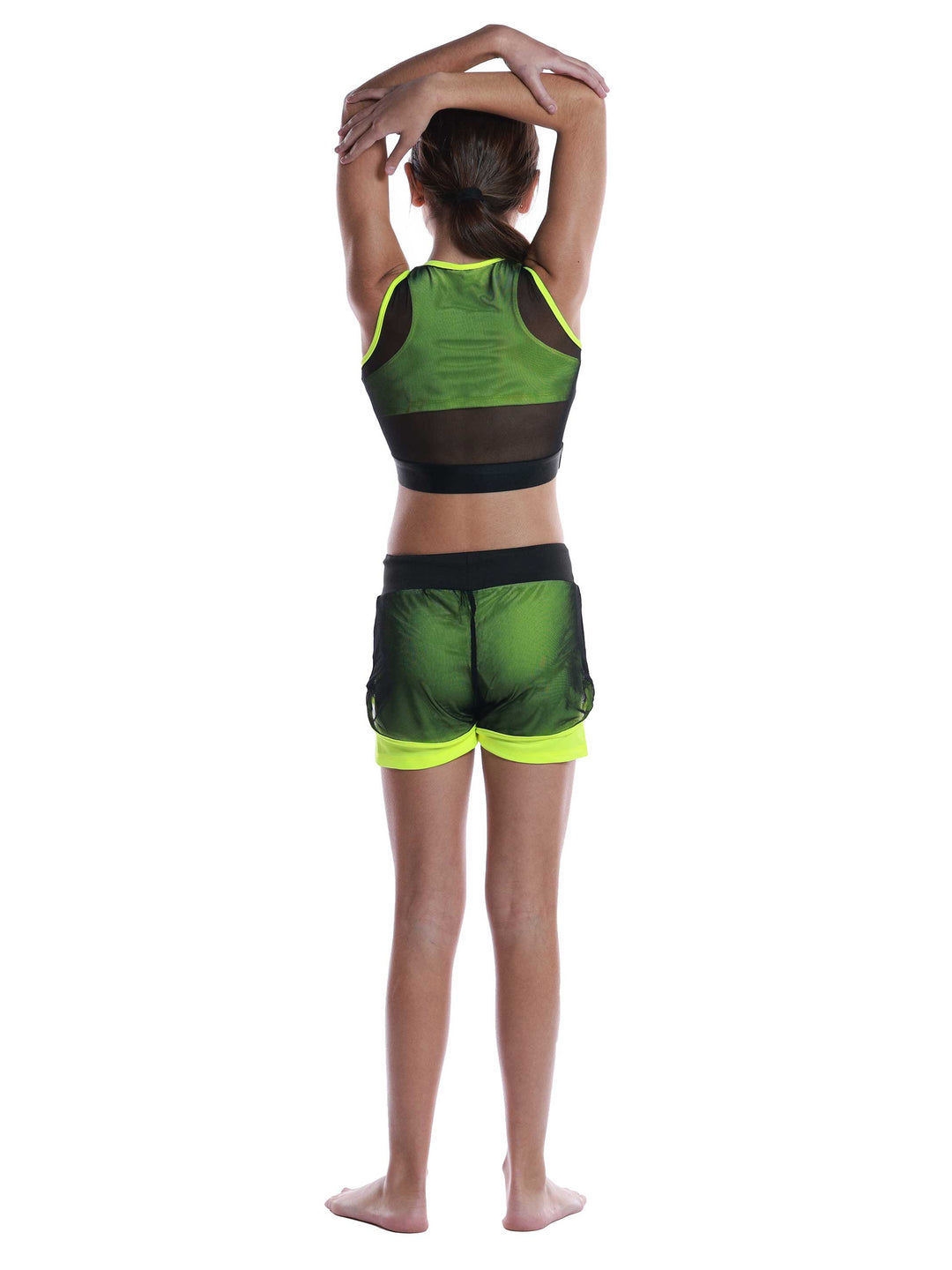 Ensemble Active Mesh negro y amarillo para niñas - détail du mesh transpirable