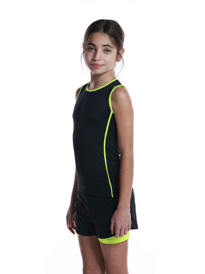 Ensemble active perforé para niñas - vue complète de la tenue de danse y gymnastique