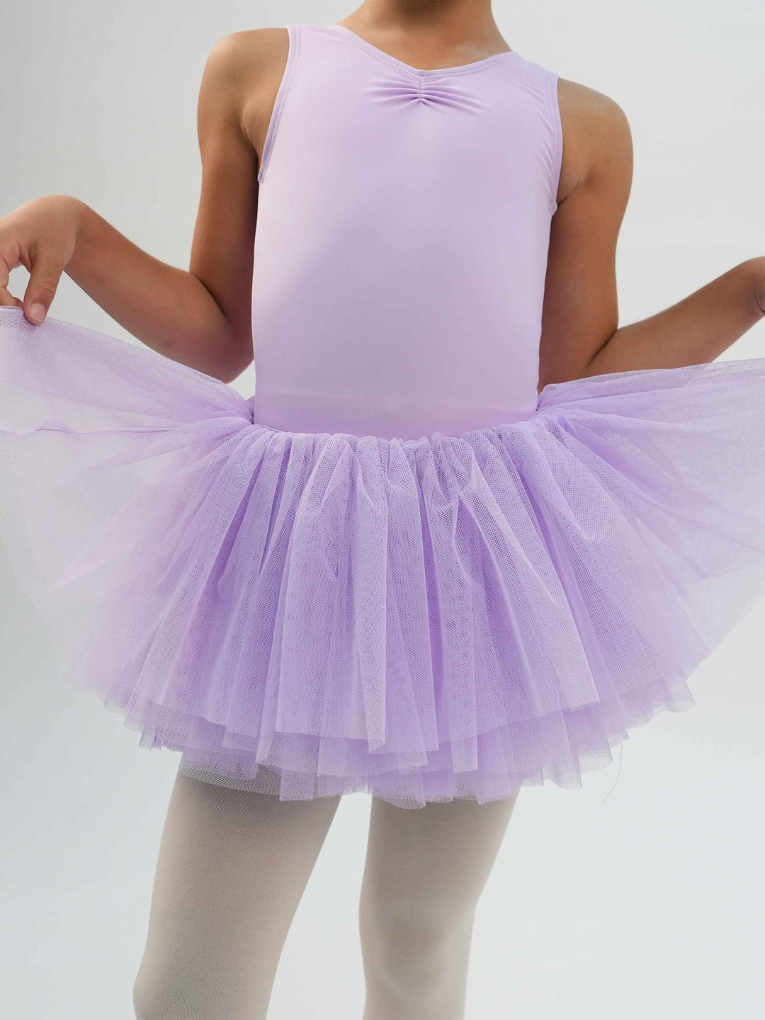 Fluffy ballet tutu skirt para niña, ceinture élastique de 3 cm pour un ajustement sécurisé et cómodo, couches de tul doux pour un look volumineux et elegante, couleur lilac