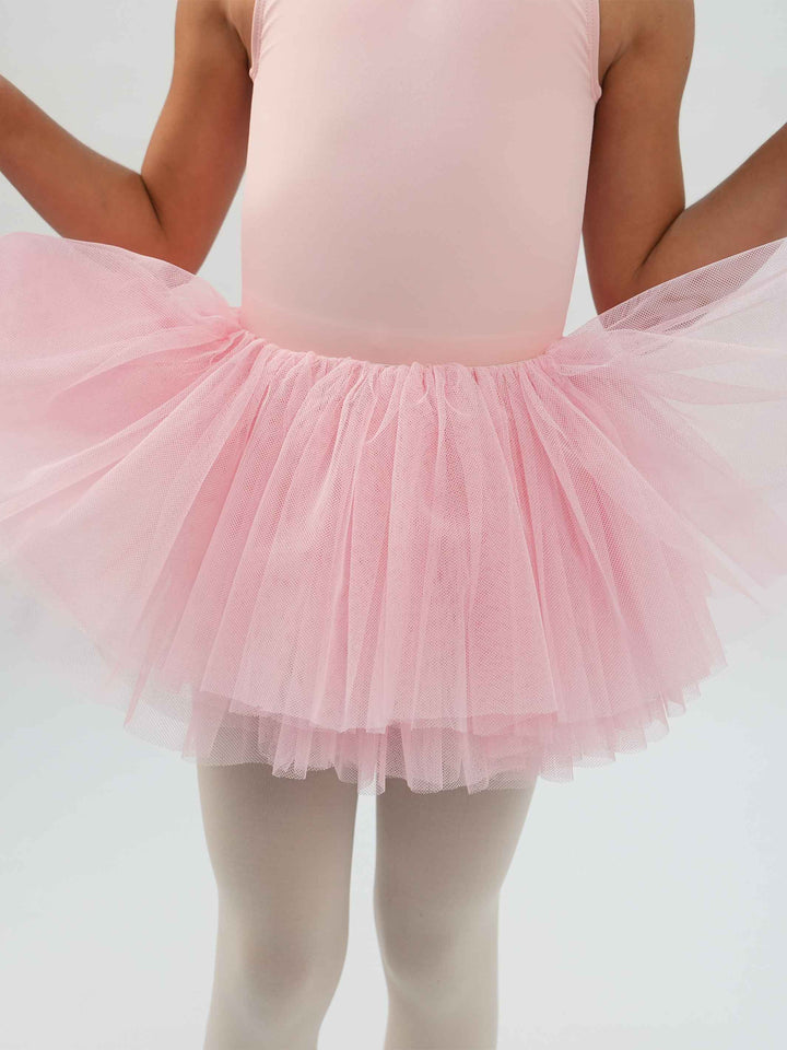 Fluffy ballet tutu skirt para niña, ceinture élastique de 3 cm pour un ajustement sécurisé et cómodo, couches de tul doux pour un look volumineux et elegante, couleur rosa clair
