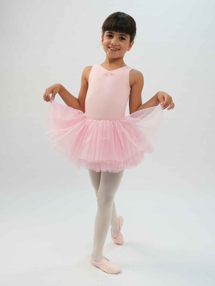 Fluffy ballet tutu skirt para niña, ceinture élastique de 3 cm pour un ajustement sécurisé et cómodo, couches de tul doux pour un look volumineux et elegante, couleur rosa clair