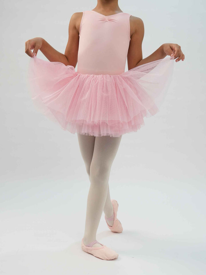 Fluffy ballet tutu skirt para niña, ceinture élastique de 3 cm pour un ajustement sécurisé et cómodo, couches de tul doux pour un look volumineux et elegante, couleur rosa clair