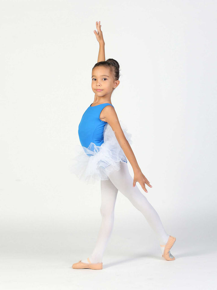 Tutú de danse blanco para enfant – tenue de ballet con falda en tul léger.