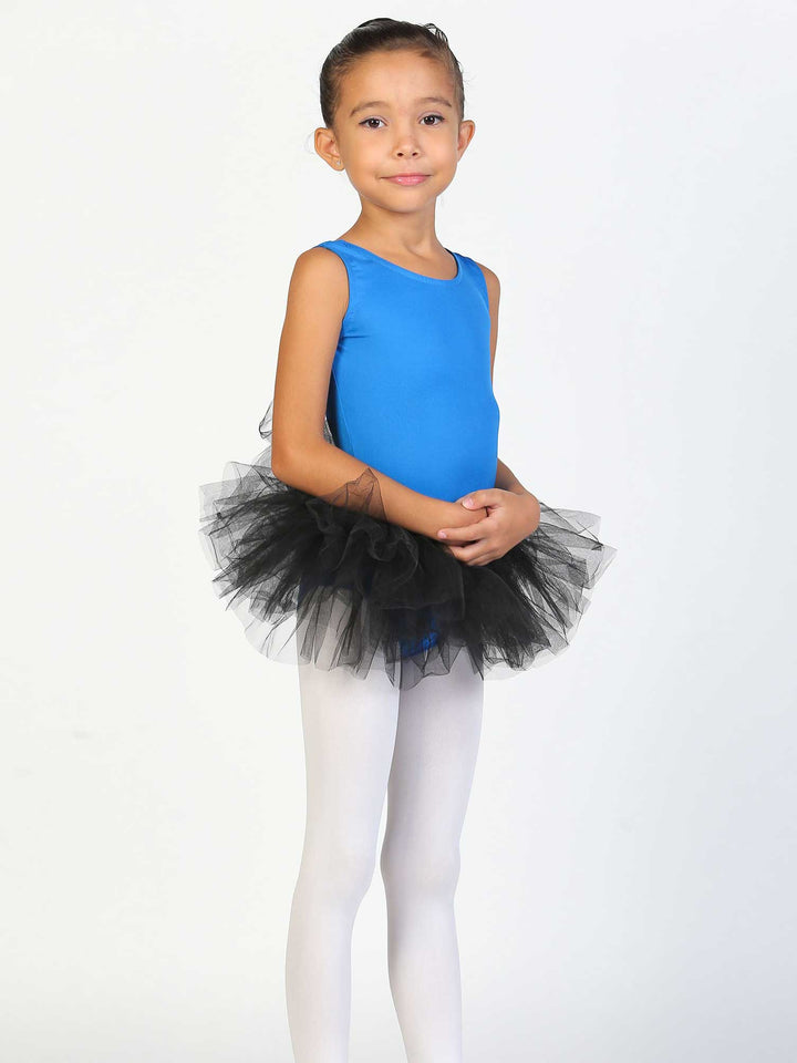 Tutú negro de ballet para enfant – falda volumineuse en tul con maillots azul.