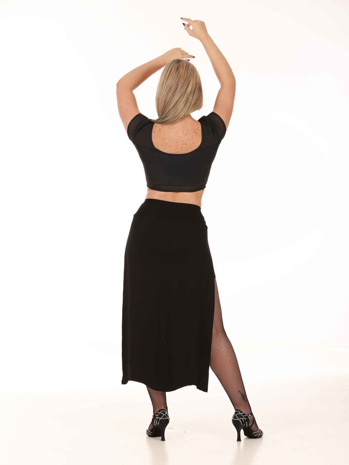 Falda-Short 3/4 de Tango para Mujer – Color Negro - vue arrière