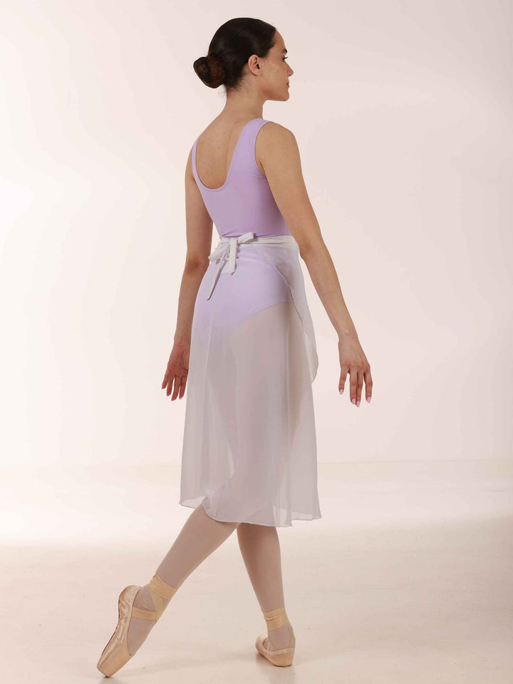 Falda longue portefeuille en mousseline para la danse, mujer, couleur blanco, vue latérale