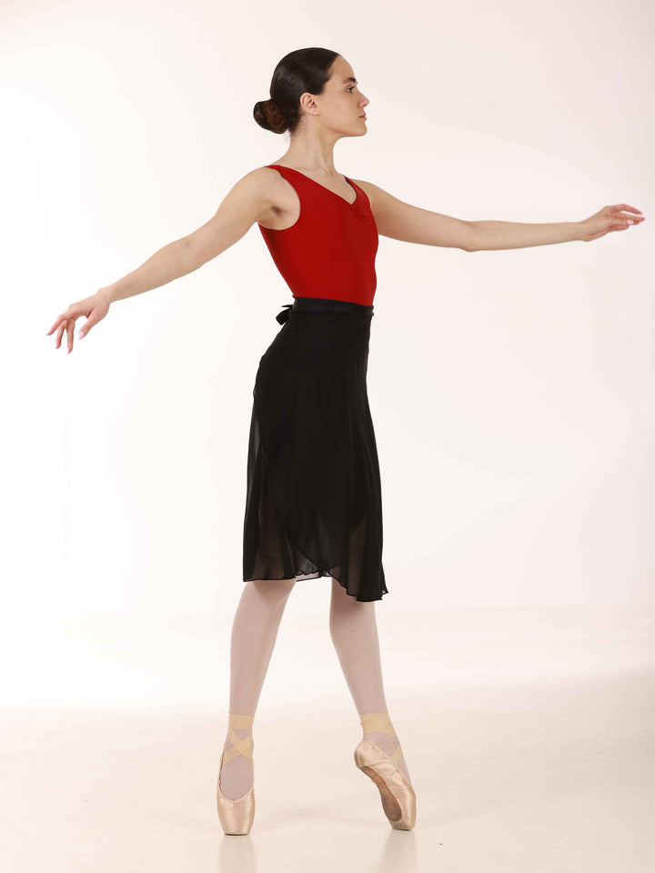 Falda longue portefeuille en mousseline para la danse, mujer, couleur negro - vue de côté