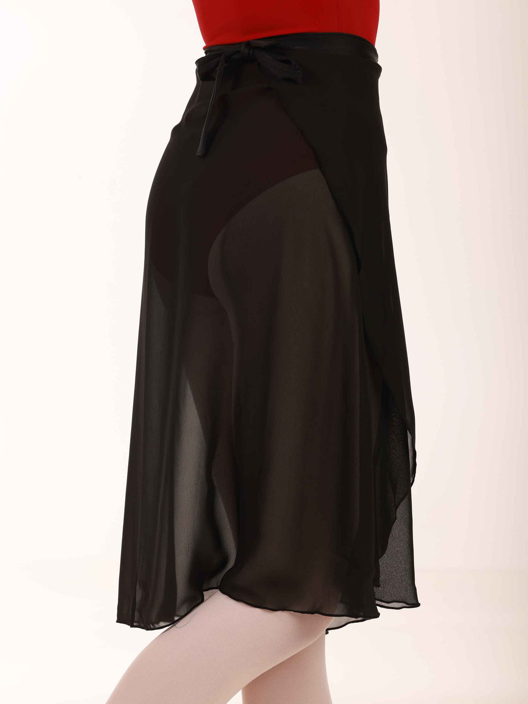 Falda longue portefeuille en mousseline para la danse, mujer, couleur negro, vue latérale