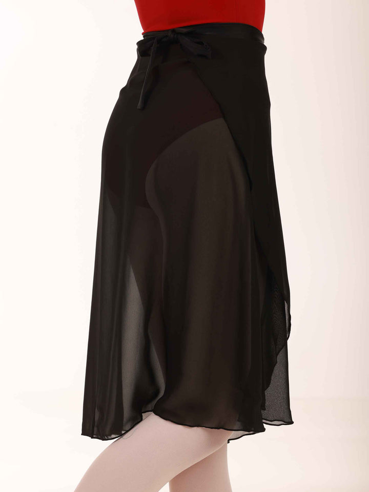 Falda longue portefeuille en mousseline para la danse, mujer, couleur negro, vue latérale