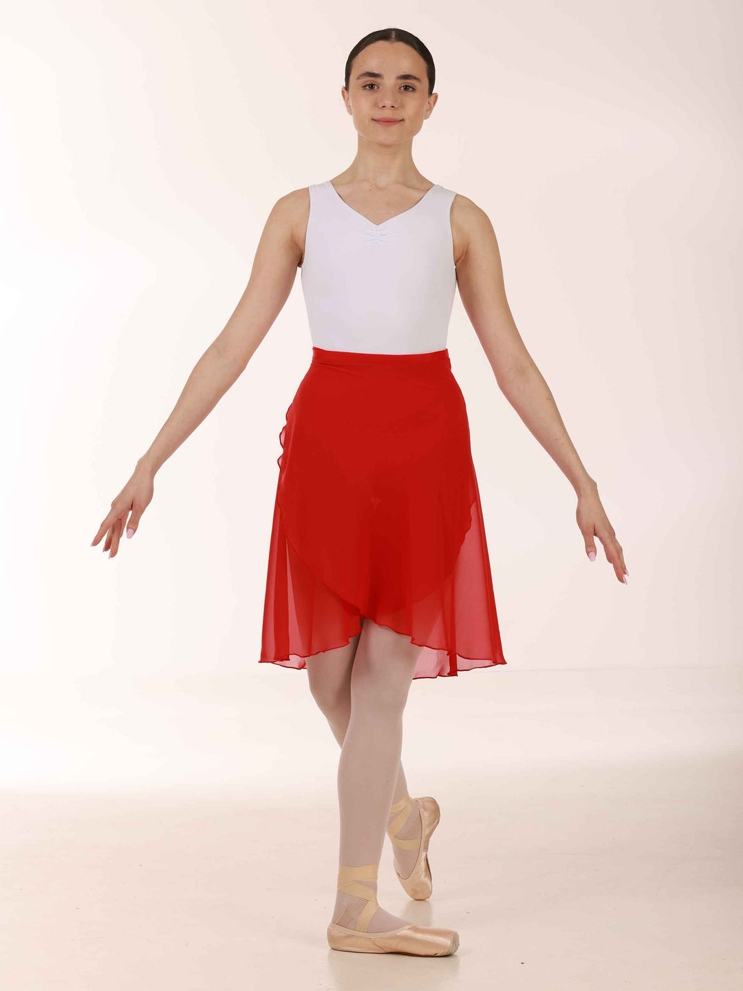 Falda longue portefeuille en mousseline para la danse, mujer, couleur rojo