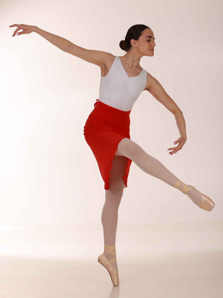 Falda longue portefeuille en mousseline para la danse, mujer, couleur rojo