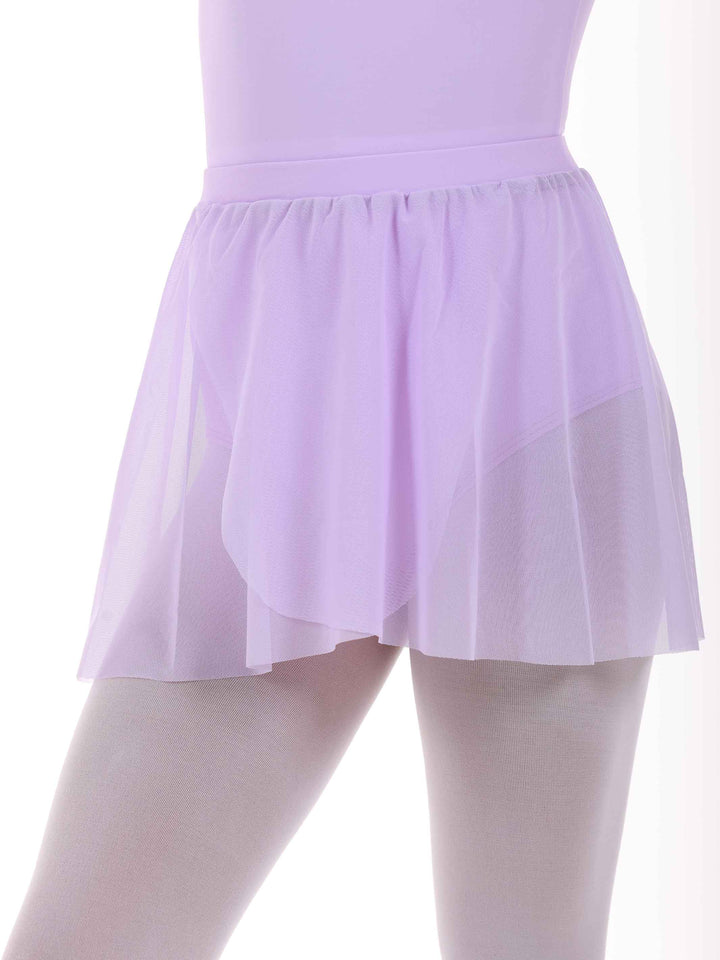 Falda de ballet en tul à enfiler para niña, taille élastique, couches superposées, couleur lilas
