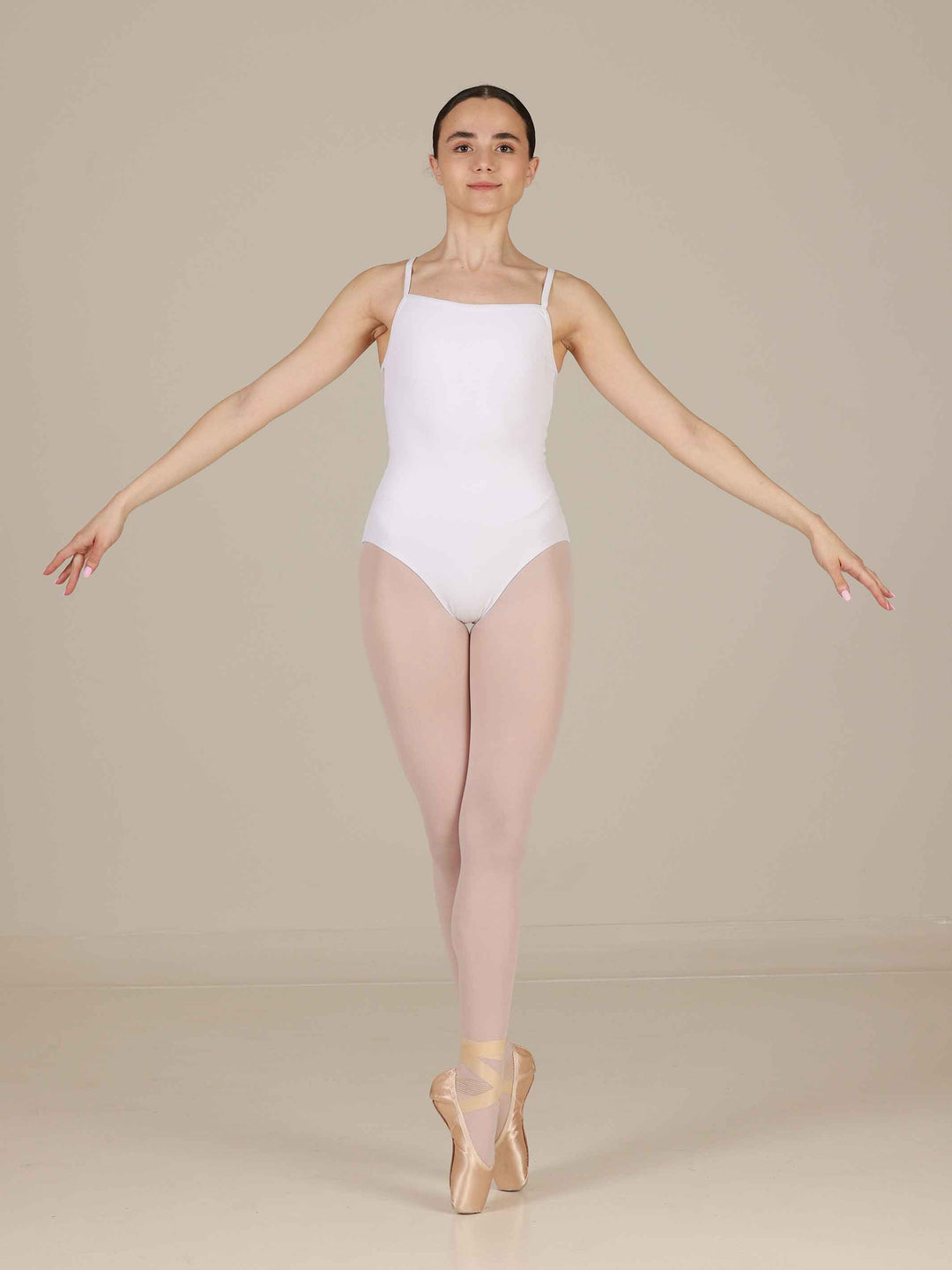 Maillots de ballet para mujer, blanco, avec dos en encaje et ouverture en goutte d&
