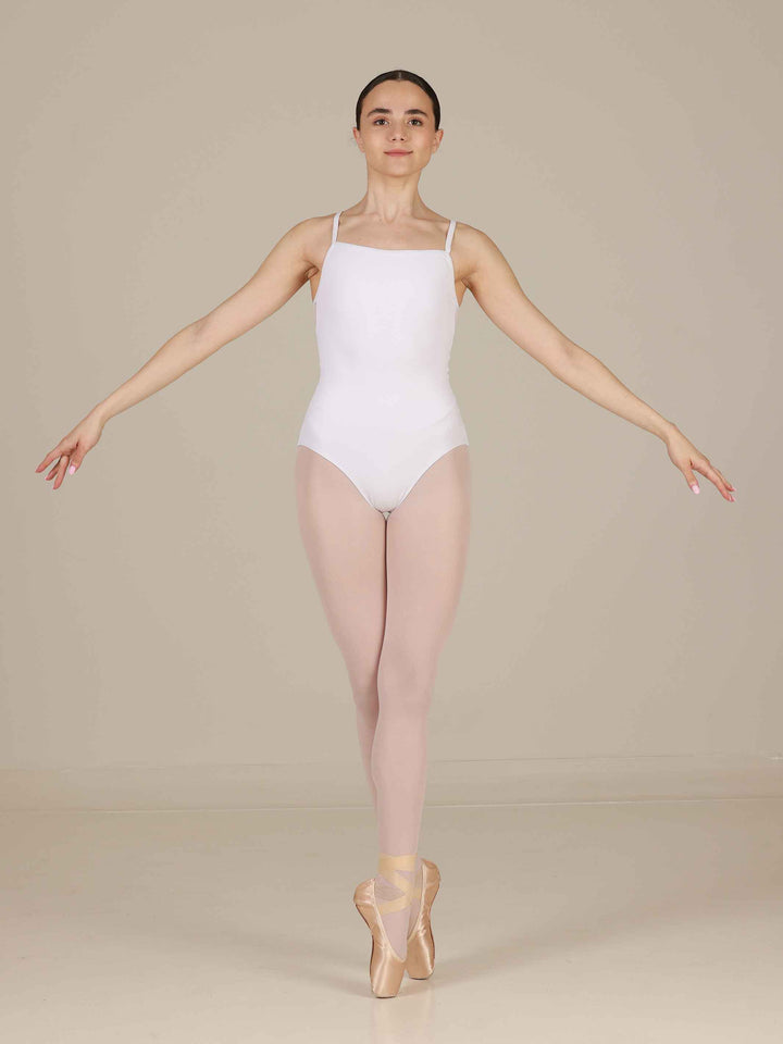 Maillots de ballet para mujer, blanco, avec dos en encaje et ouverture en goutte d&
