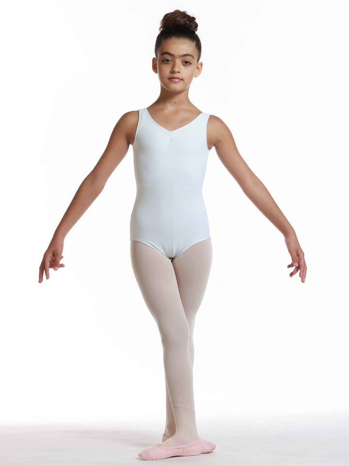 Maillots de ballet à manches tank para enfant, con un design pincé à l&