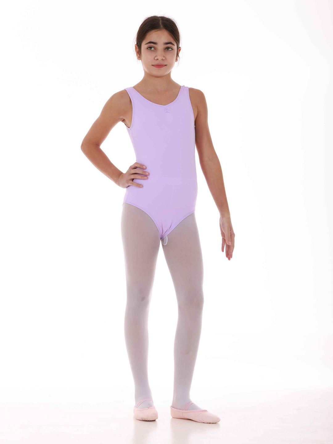 Maillots de ballet à manches tank para enfant, con un design pincé à l&