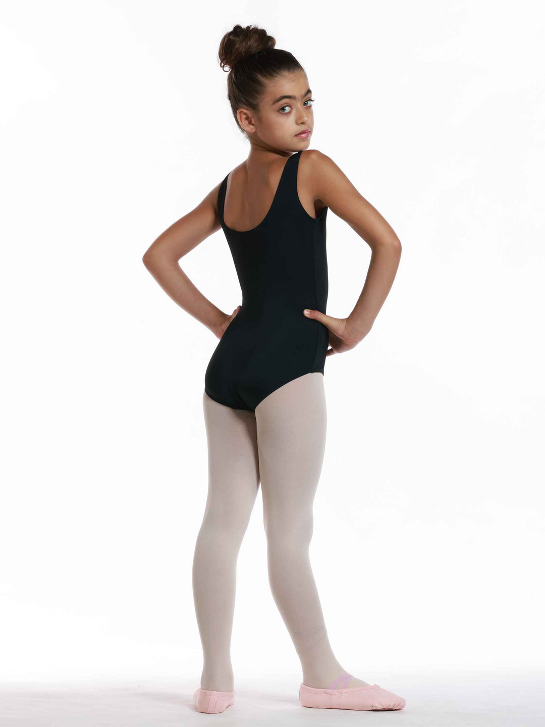 Maillots de ballet à manches tank pour enfant, avec un design pincé à l&