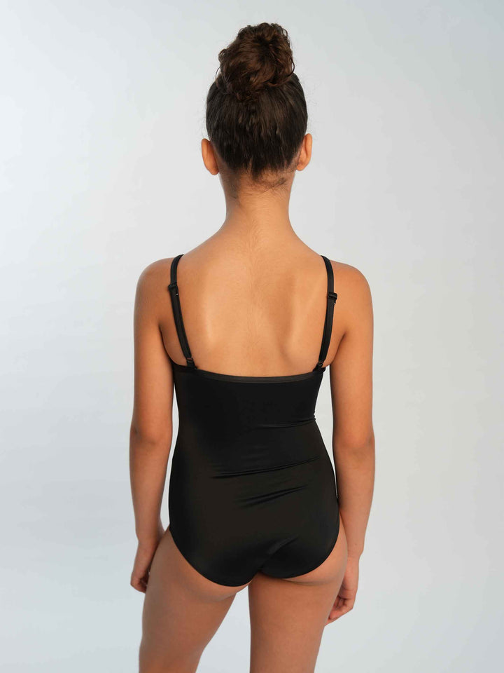 Maillots de ballet camisole ajustable para niña, encolure droite et dos dégagé, couleur negro - vue arrière