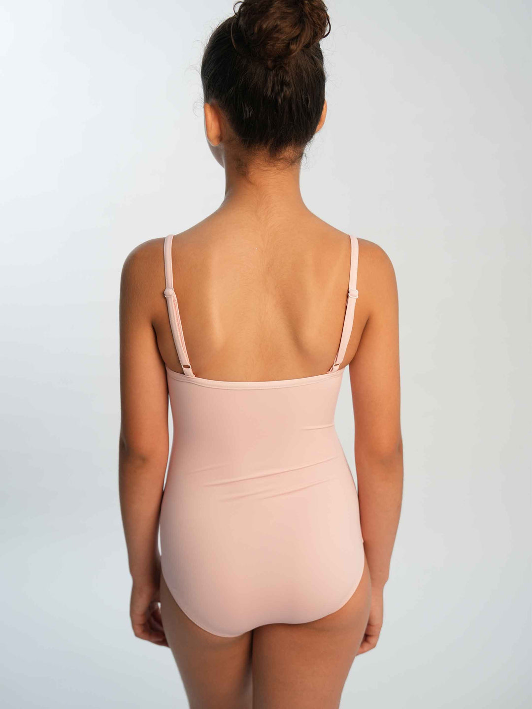Maillots de ballet camisole ajustable para niña, encolure droite et dos dégagé, couleur rosa clair - vue arrière