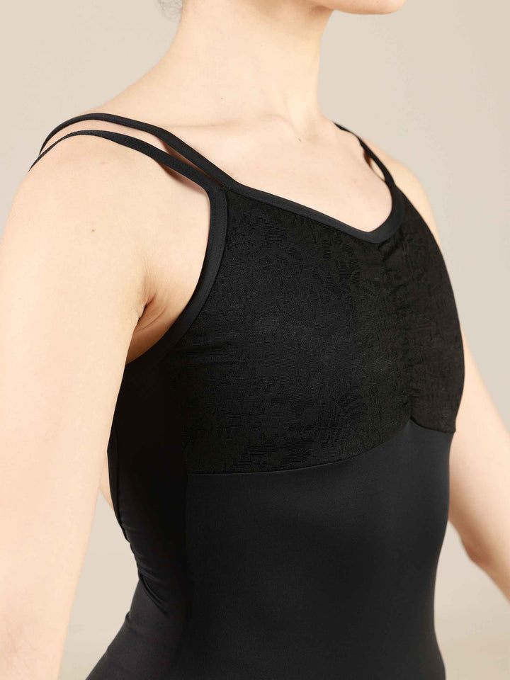 Maillots de ballet para mujer en camisole, avec mesh sur le buste, pinces à l&
