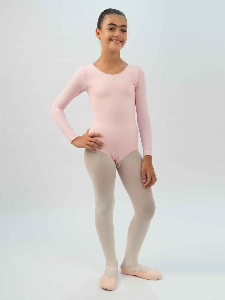Maillots de ballet à mangas largas para niña, couleur rosa clair, conçu pour le comodidad et la performance en ballet