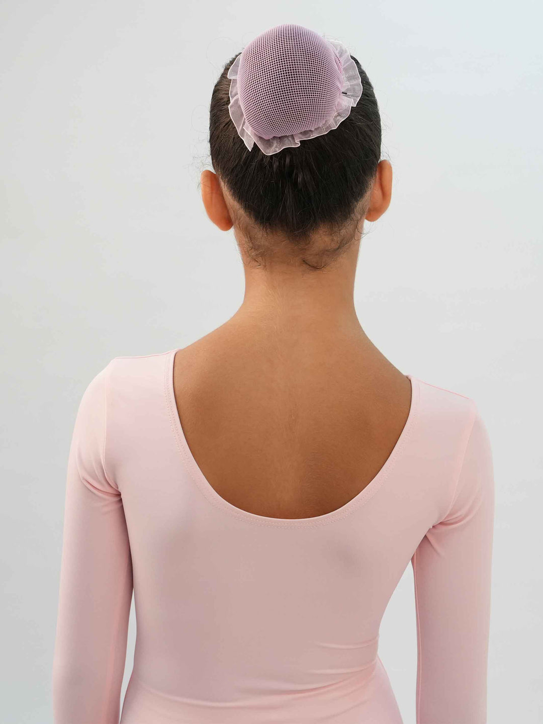 Maillots de ballet à mangas largas para niña, couleur rosa clair, conçu pour le comodidad et la performance en ballet - vue arrière