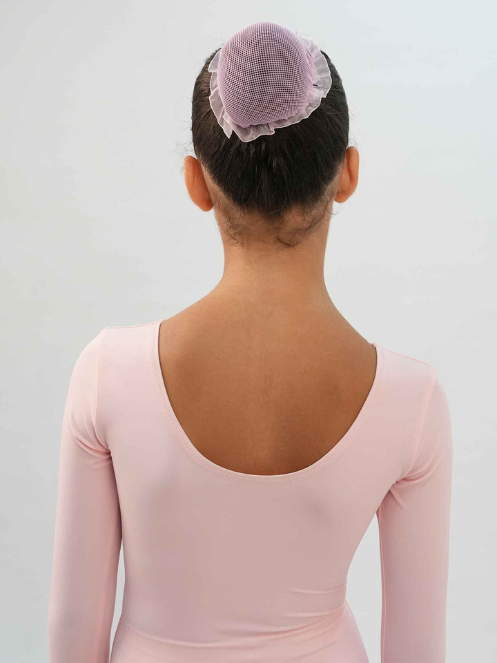 Maillots de ballet à mangas largas para niña, couleur rosa clair, conçu pour le comodidad et la performance en ballet - vue arrière