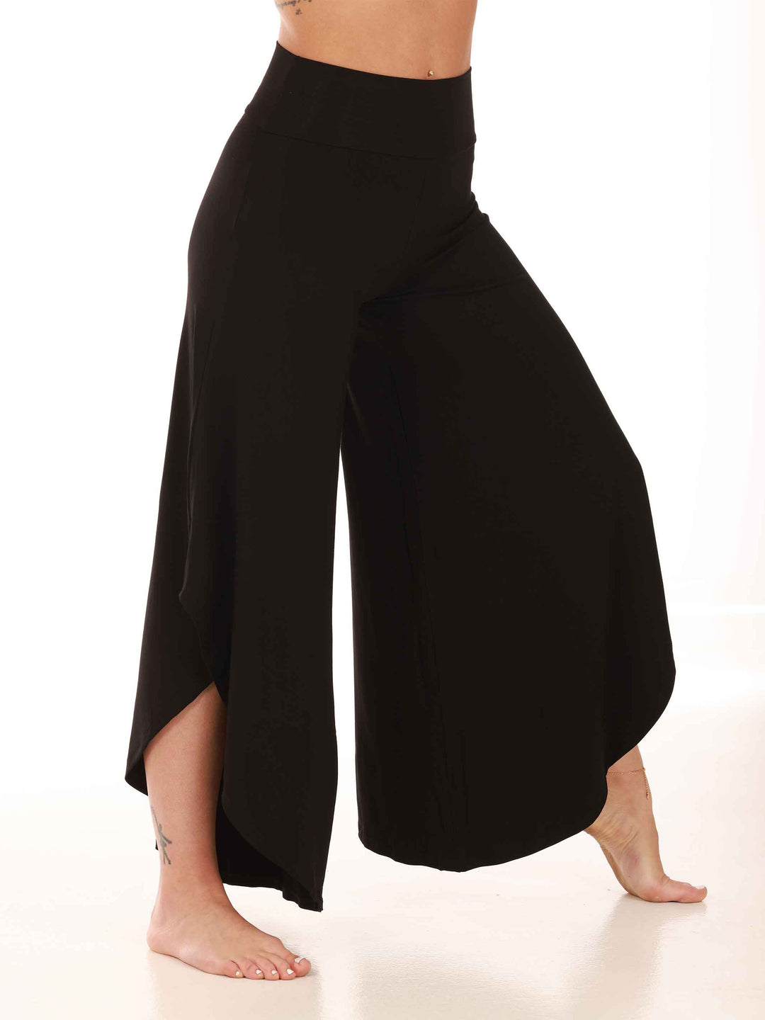 Pantalón flouncy pour danse jazz, danza contemporánea et actuacións para mujer, coupe large et évasée, taille haute pour un ajustement flatteur et sécurisé, couleur negro