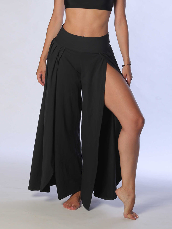 Détail du pantalón de danse negro à coupe ample – style elegante para jazz y pratique scénique.