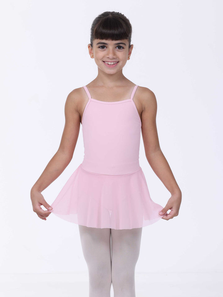 Kleid de danse rosa clair für Mädchen – Rock fließend en Tüll et bretelles fines, tenue classique pour Kurs de danse.