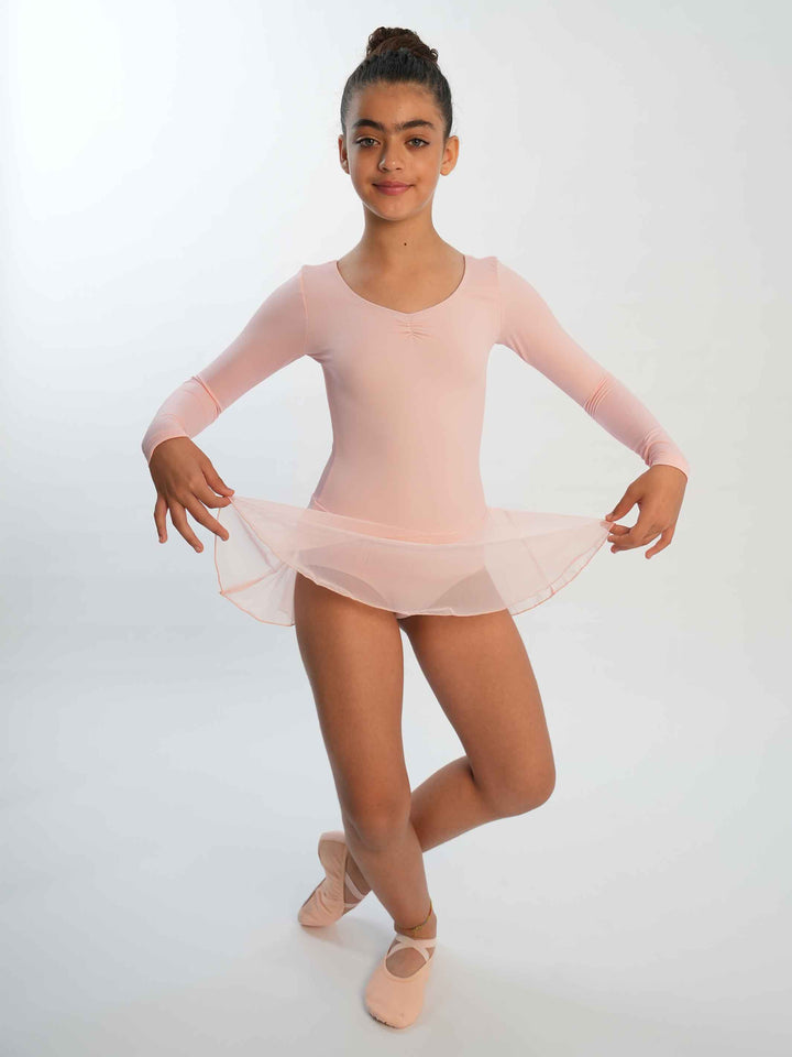 Vestido de ballet à mangas largas para niñas, avec pinçage à l&