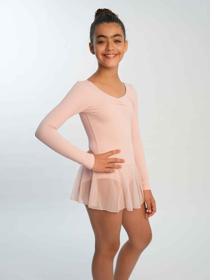 Vestido de ballet à mangas largas para niñas, avec pinçage à l&