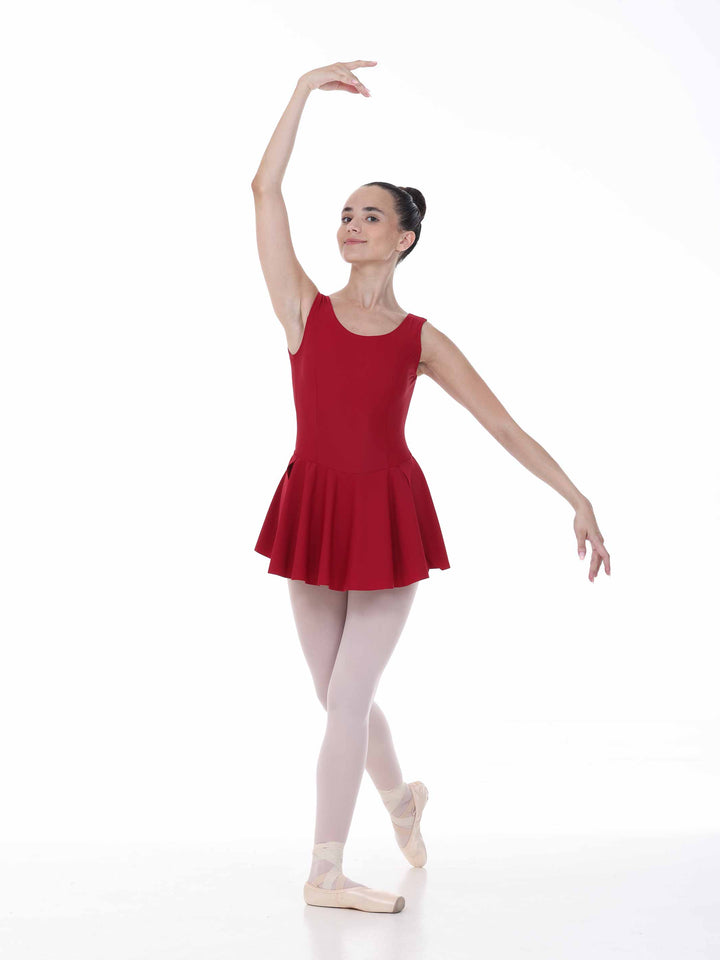 Vestido de ballet bordeaux – couture structurante en le devant y tombé harmonieux.