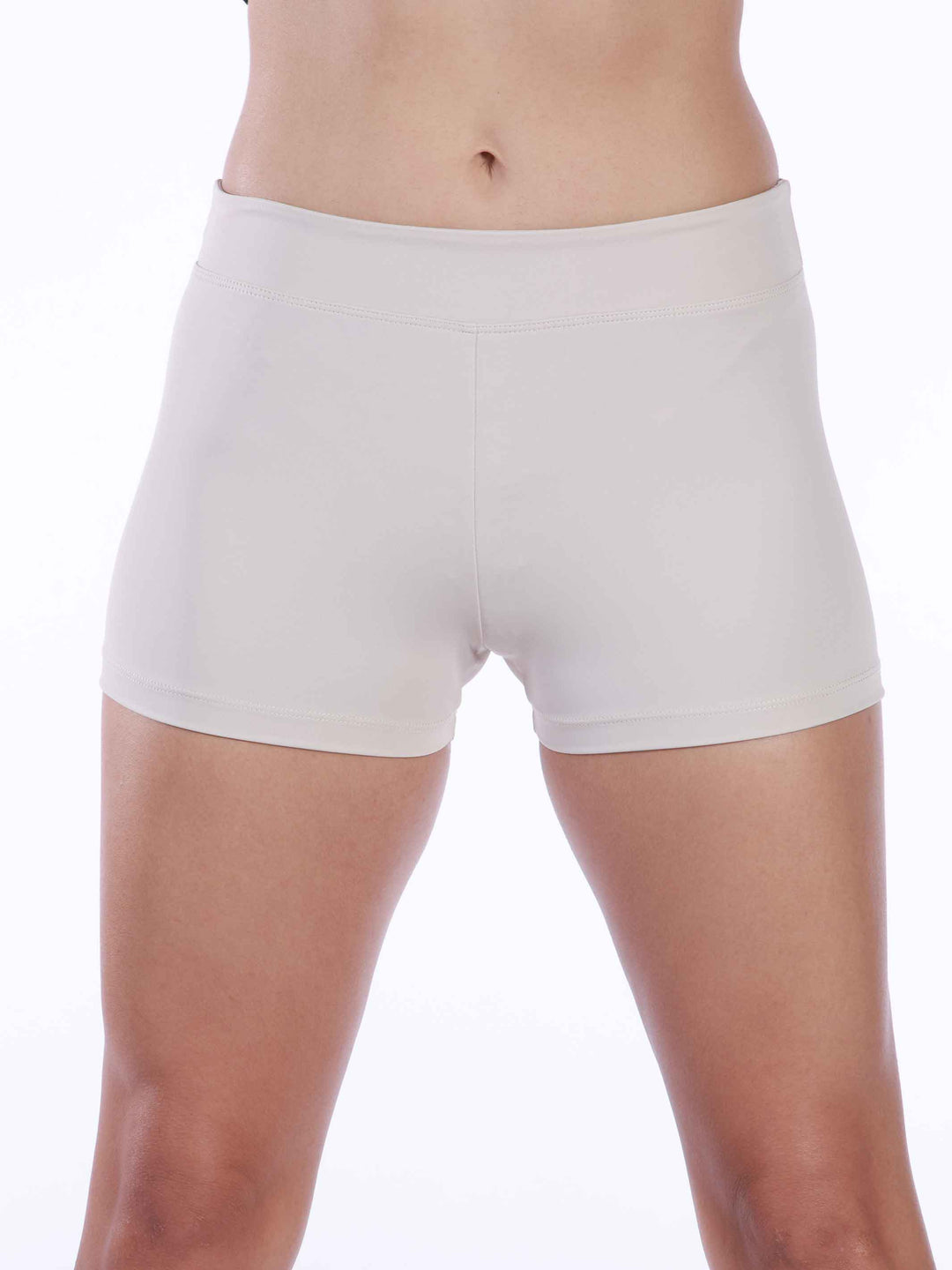 Short taille basse pour la danse et le yoga, coupe brief, couleur beige clair, para mujer - vue de face