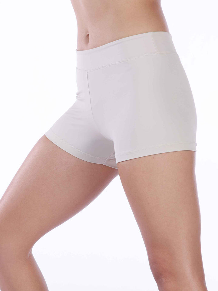 Short taille basse para la danse y le yoga, coupe brief, couleur beige clair, para mujer