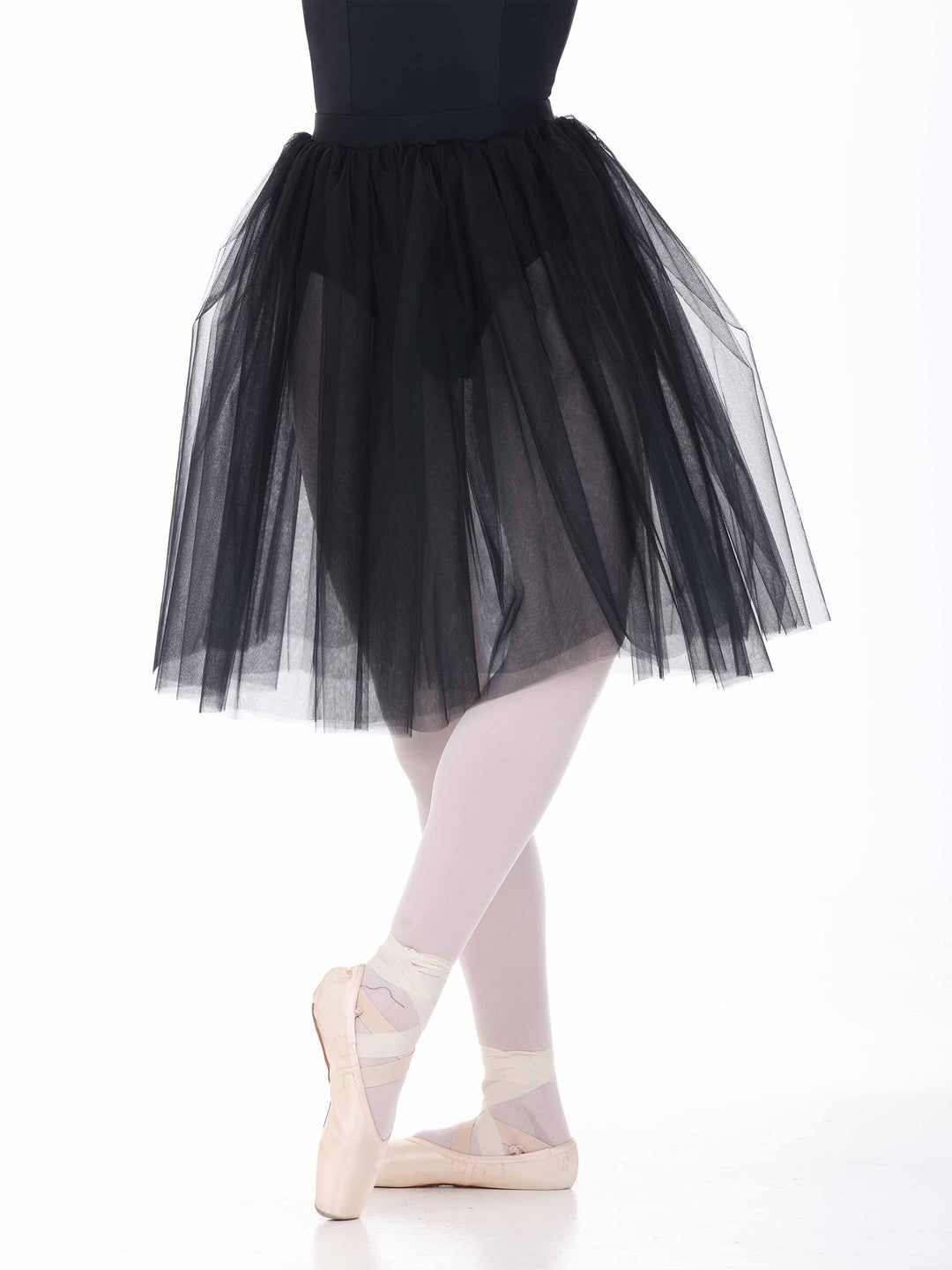 Détail du tutu negro en tul transparent – falda légère y vaporeuse para répétitions ou escenario.